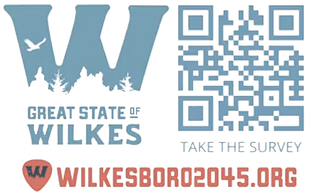 great state of wilkes and wilkesboro2045 qr code for video great state of wilkes logo and wilkesboro2045 qr code for video