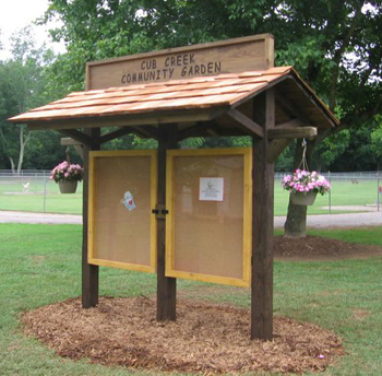 Cub Creek Park Community Garden kiosk